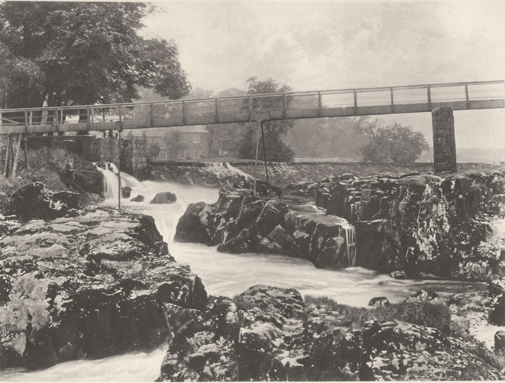 YORKSHIRE. Falls of the Wharfe 1901 old antique vintage print picture
